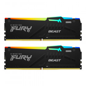 64GB (32GBx2) DDR5 5600MHz RAM (หน่วยความจำ) KINGSTON FURY BEAST DDR5 RGB - AMD EXPO INTEL XMP CL40 BLACK KF556C40BB2AK2-64